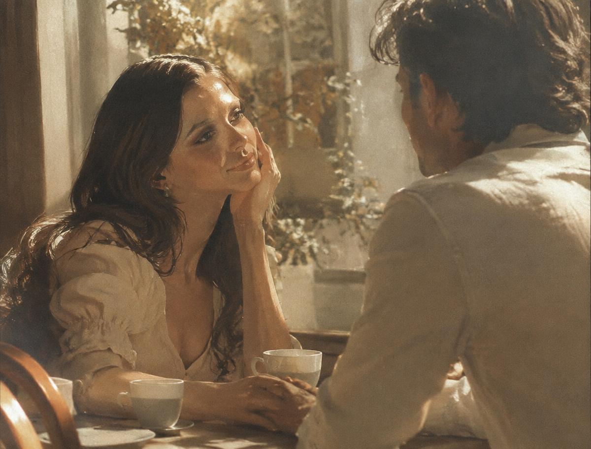 Two people sharing coffee